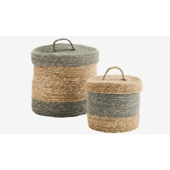 GRASS BASKET SET DUSTY GREY 20 